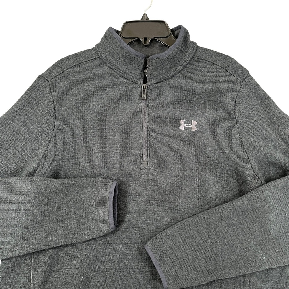 Under Armour Specialist Quarter Zip Mens L Gray Heathered Fleece Activewear